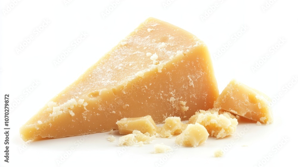 Single piece of Parmesan cheese, isolated on a white background. Single piece of Parmesan cheese, isolated on a white background.