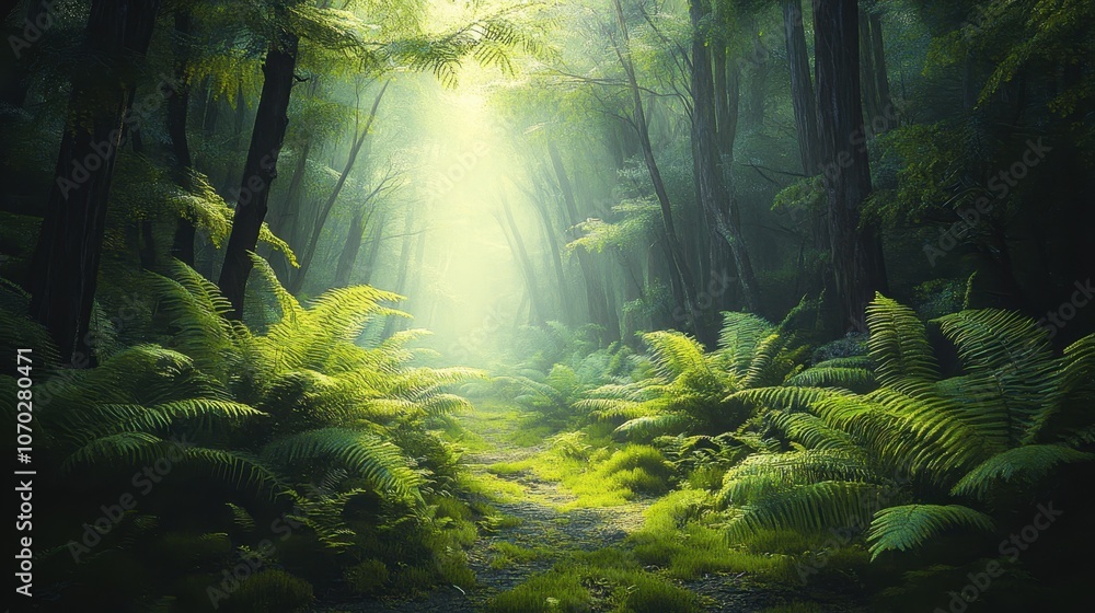 Lush Green Forest with Sunlight Lush Green Forest with Sunlight