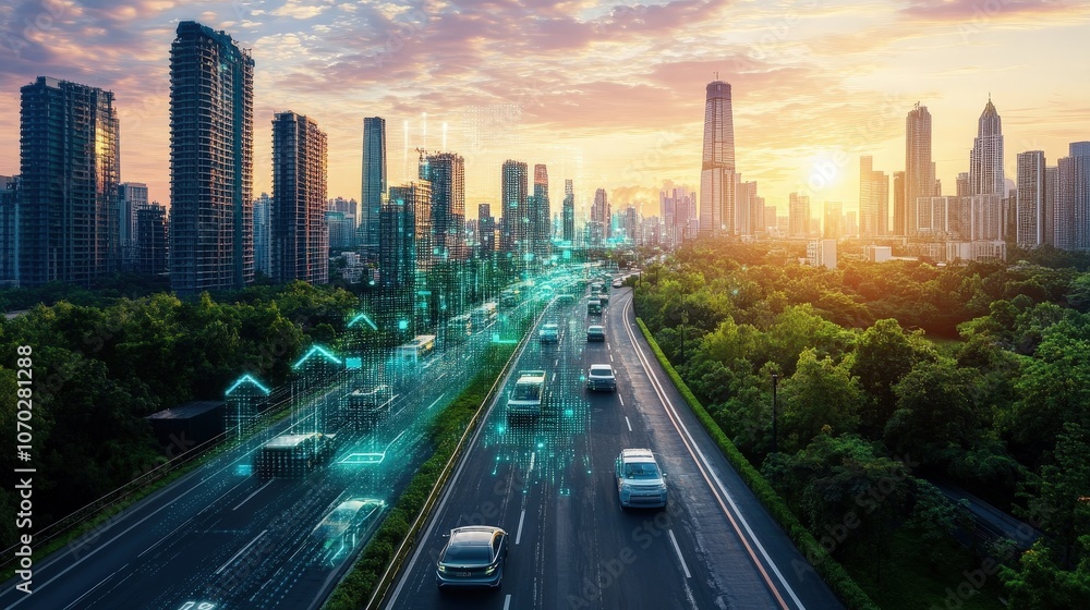 A depiction of a future cityscape, showing a harmonious blend of advanced technology, sustainable architecture, and green spaces. A depiction of a future cityscape, showing a harmonious blend of advanced technology, sustainable architecture, and green spaces.