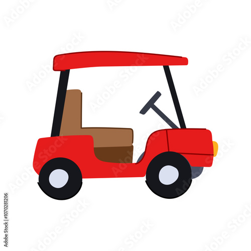 turf golf cart cartoon. green cwheels, seat bag, charger maintenance turf golf cart sign. isolated symbol vector illustration