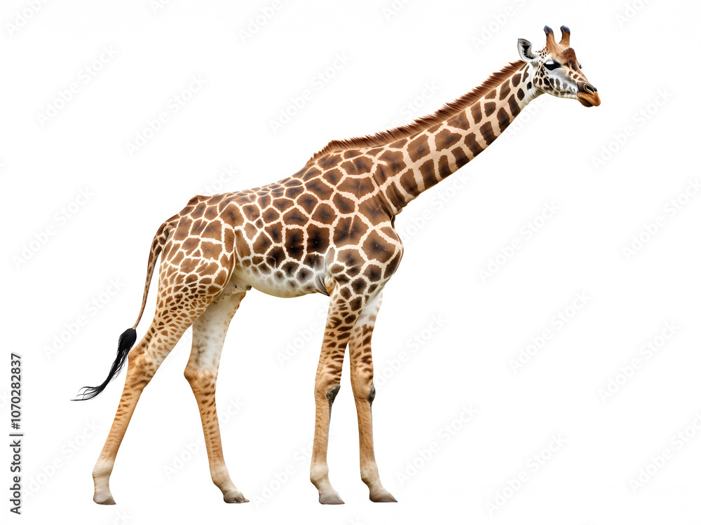 Obraz premium Giraffe isolated in front of white background