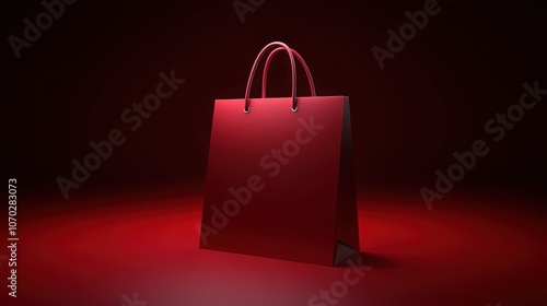 Red shopping bag with spotlight background 