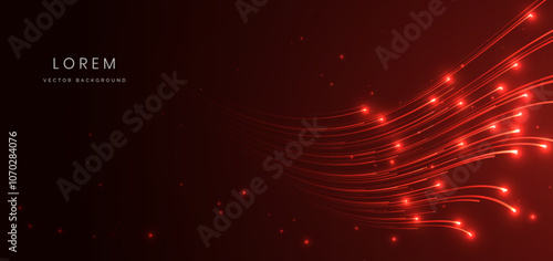 Abstract red wave lines technology communication concept.