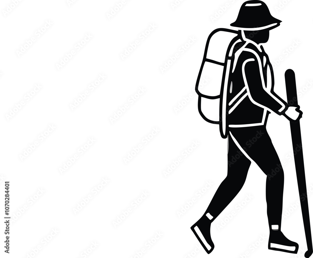 Hiker Backpack Sport Silhouette Vector Illustration. Hiker Backpack Sport Silhouette Vector Illustration.