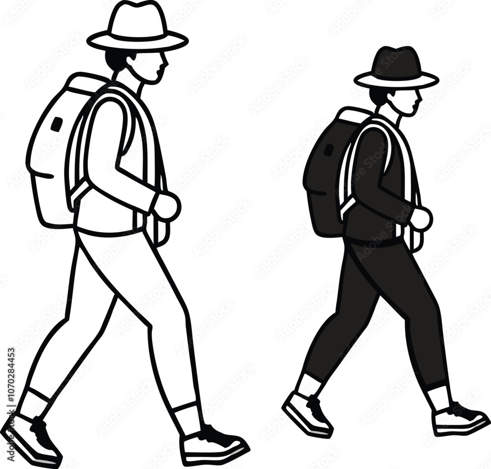 Hiker Backpack Sport Silhouette Vector Illustration. Hiker Backpack Sport Silhouette Vector Illustration.