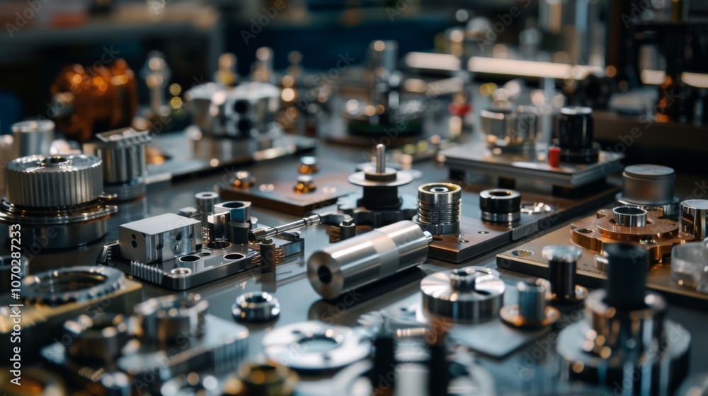 A vibrant tabletop filled with carefully arranged mechanical components, showcasing the precision and complexity of engineering. A vibrant tabletop filled with carefully arranged mechanical components, showcasing the precision and complexity of engineering.