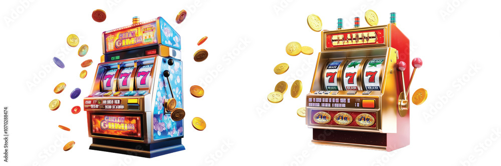 Casino slot machine with rolling reels, jackpot stars Casino slot machine with rolling reels, jackpot stars