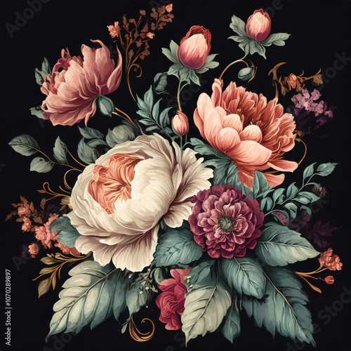 Abstract allover floral design