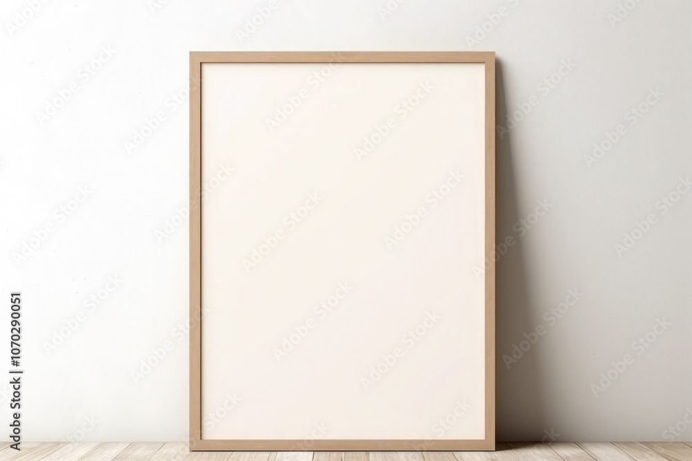 A white framed picture with a wooden frame A white framed picture with a wooden frame