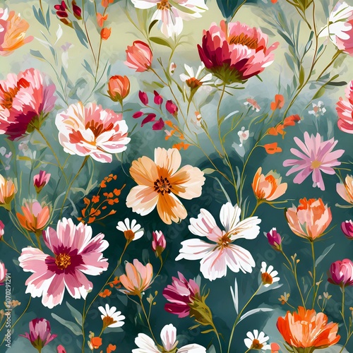 Wallpaper Mural Abstract allover floral design Torontodigital.ca