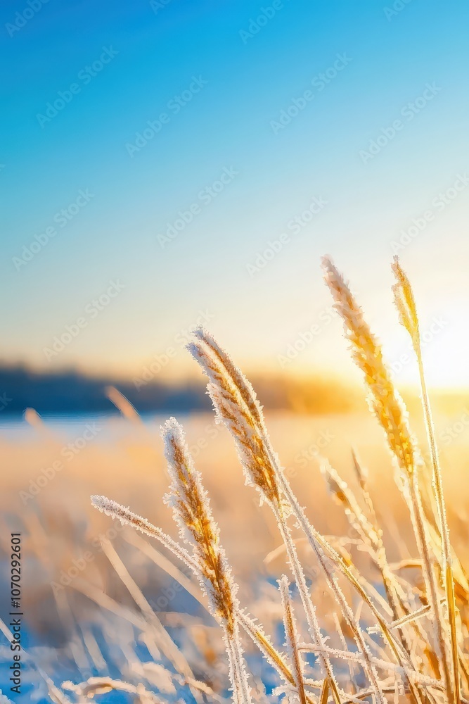 Sunrise over a frosty, frozen field in winter Sunrise over a frosty, frozen field in winter