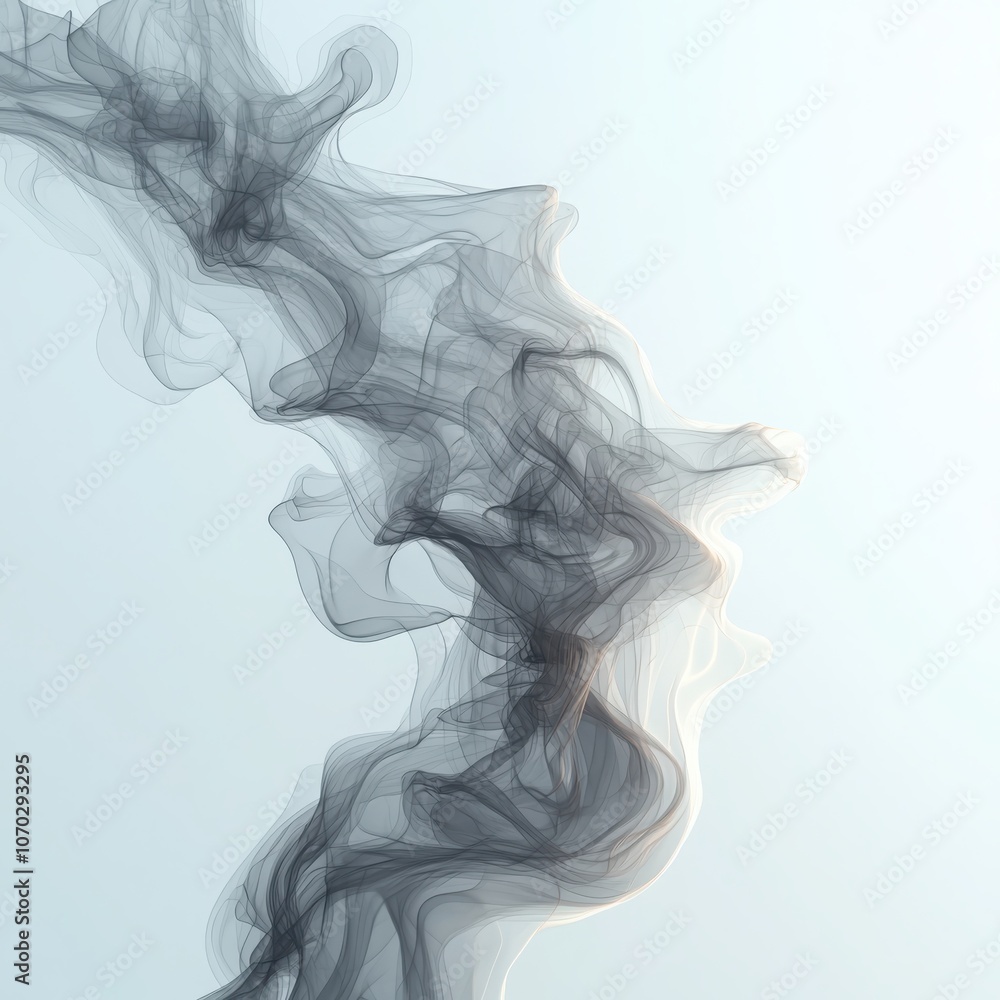 Captivating grayscale smoke wisp ascends elegantly in a serene flowing design Captivating grayscale smoke wisp ascends elegantly in a serene flowing design