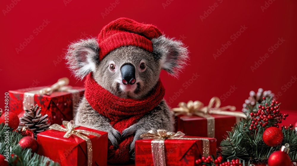Adorable Koala Celebrating Christmas Festivities Adorable Koala Celebrating Christmas Festivities