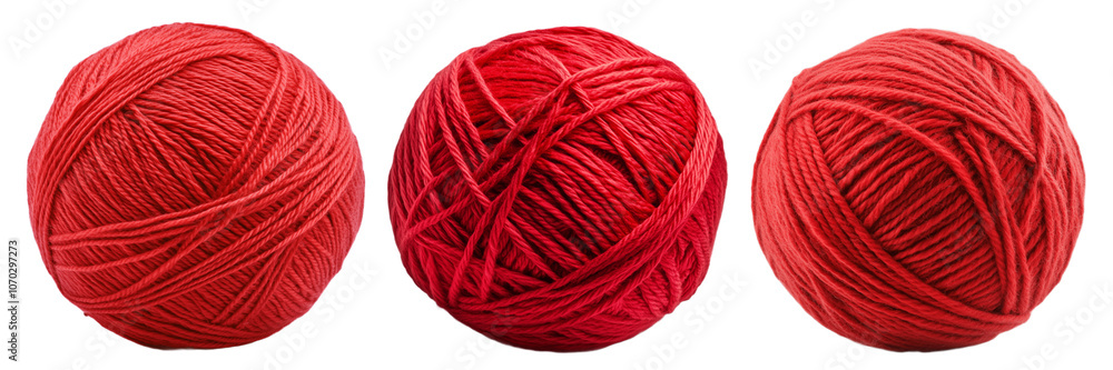 Set of red balls of yarn isolated on the background. Yarn clipart on a transparent background. Generative AI. Set of red balls of yarn isolated on the background. Yarn clipart on a transparent background. Generative AI.