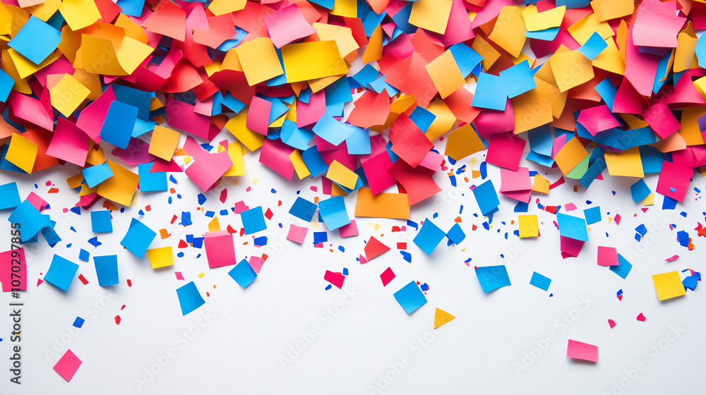 Confetti made of colorful paper pieces, festive, isolated on white background Confetti made of colorful paper pieces, festive, isolated on white background