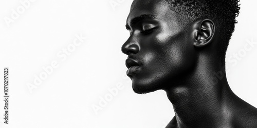 Black male model isolated on a white background.