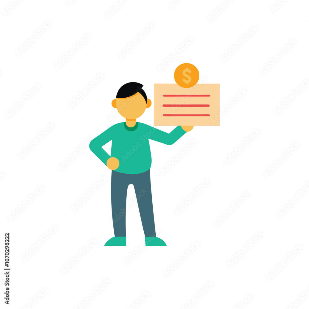 Obraz premium A person receiving a paycheck vector illustration