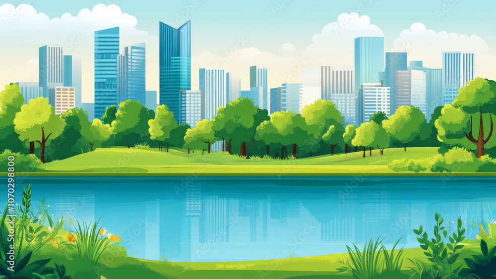 Obraz premium Families and friends relax and socialize in a vibrant city park