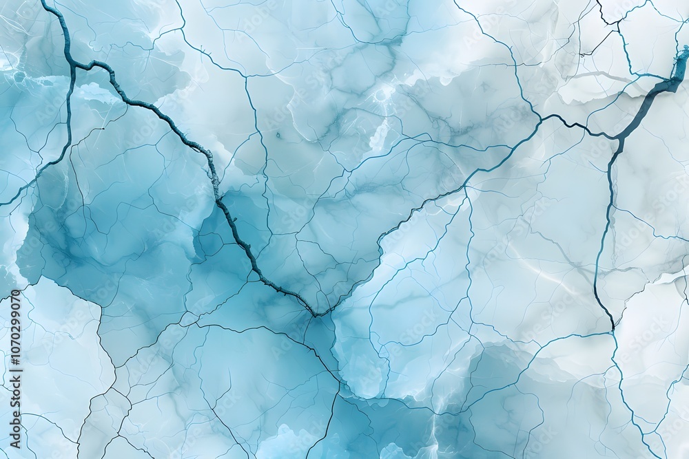 Abstract Aerial View of Icy Blue Frozen River Paths and Patterns Abstract Aerial View of Icy Blue Frozen River Paths and Patterns