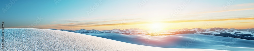 Winter sunrise over snow-covered farmlands Winter sunrise over snow-covered farmlands