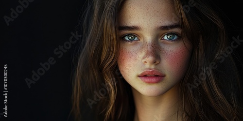 Wallpaper Mural Portrait of a lovely young brunette against a black backdrop. Torontodigital.ca