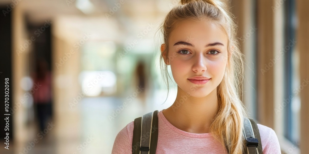 Young, attractive female student portrait. Academic setting. Young, attractive female student portrait. Academic setting.