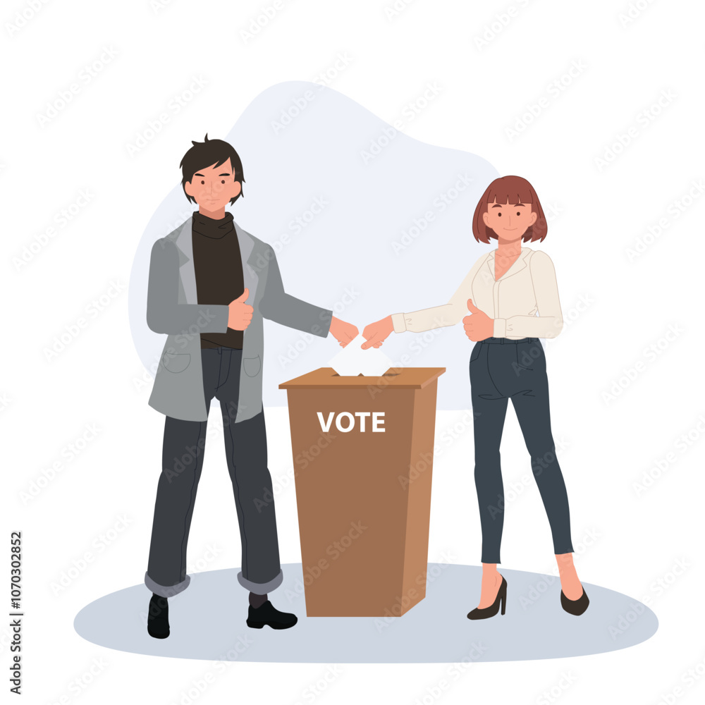 Civic Duty and Democracy. Voters Cast Ballots with Thumbs-Up Gesture on Election Day Civic Duty and Democracy. Voters Cast Ballots with Thumbs-Up Gesture on Election Day