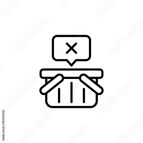Empty basket outline icons, minimalist vector illustration ,simple transparent graphic element .Isolated on white background