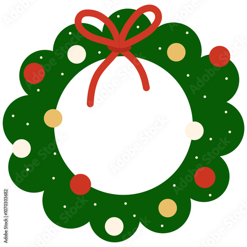 christmas wreath with bells cartoon 