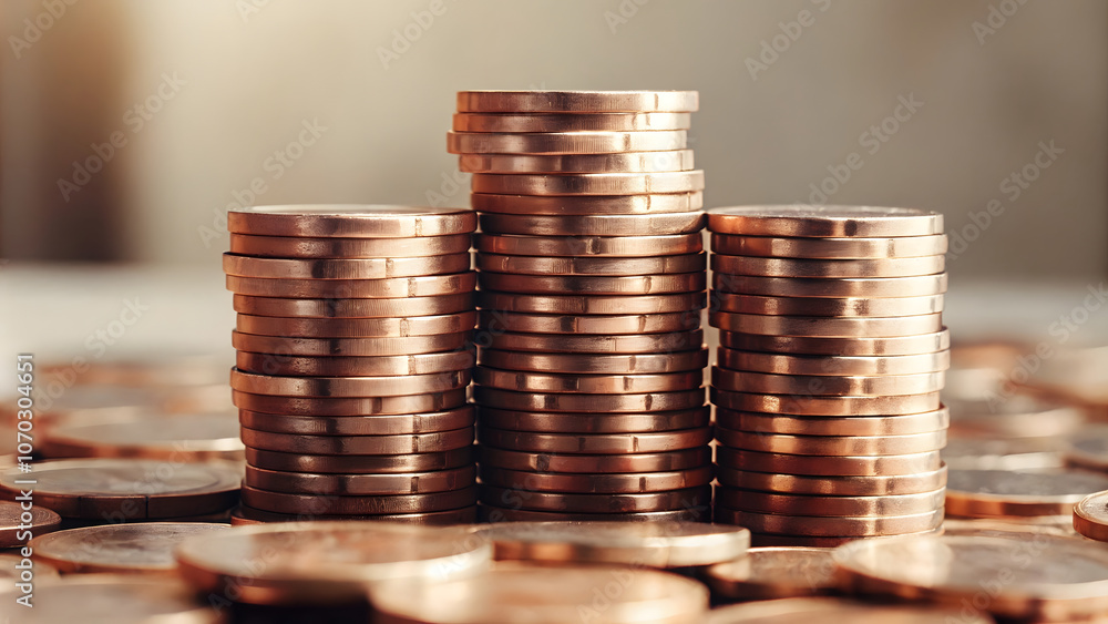 Column of wealth, a stack of coins for business success Column of wealth, a stack of coins for business success