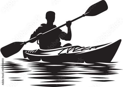 Kayaking silhouette vector illustration isolated on a white background