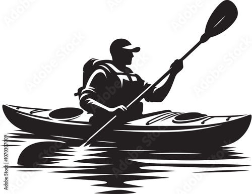Kayaking silhouette vector illustration isolated on a white background