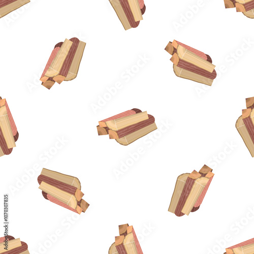 Firewood logs arranged in a seamless pattern, perfect for winter themed designs and projects related to heating and coziness