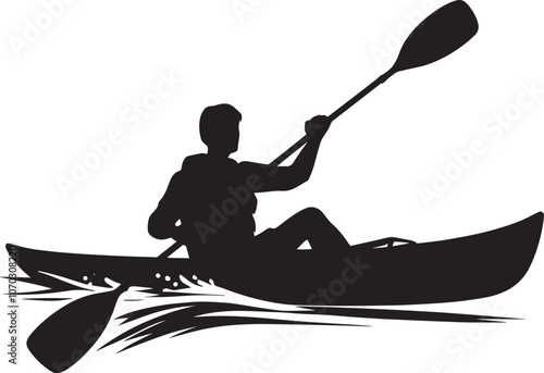 Kayaking silhouette vector illustration isolated on a white background