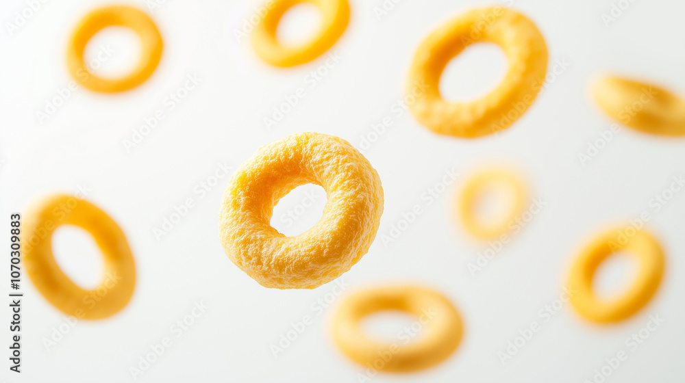 Corn rings isolated on white background, Created with Generative AI technology Corn rings isolated on white background, Created with Generative AI technology