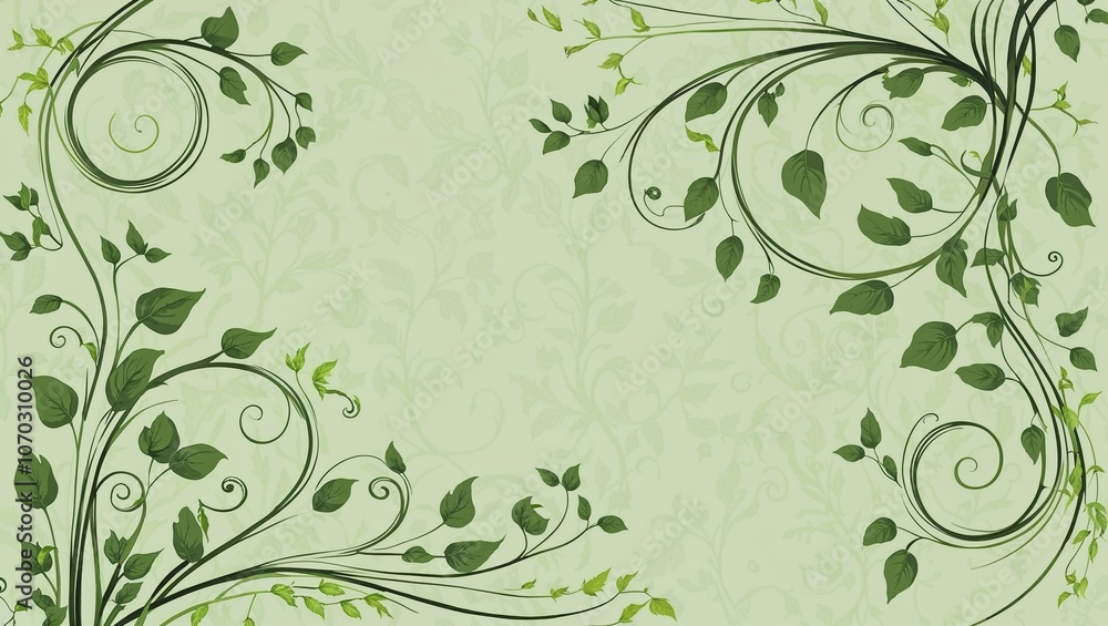 art swirls and vines on light green background, elegant nature design. An elegant art featuring swirls and vines set against a light green background. This nature-inspired design evokes feelings art swirls and vines on light green background, elegant nature design. An elegant art featuring swirls and vines set against a light green background. This nature-inspired design evokes feelings