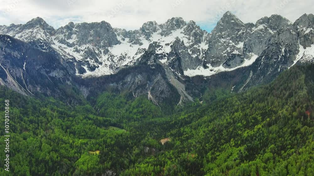 Aerial view of and breathtaking peaks of Triglav mountain. Julian Alps, Triglav National Park, Slovenia, 4k Aerial view of and breathtaking peaks of Triglav mountain. Julian Alps, Triglav National Park, Slovenia, 4k