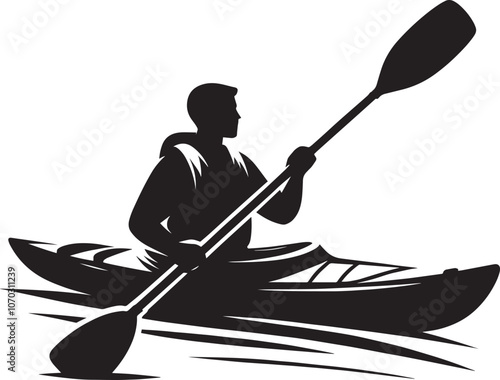 Kayaking silhouette vector illustration isolated on a white background