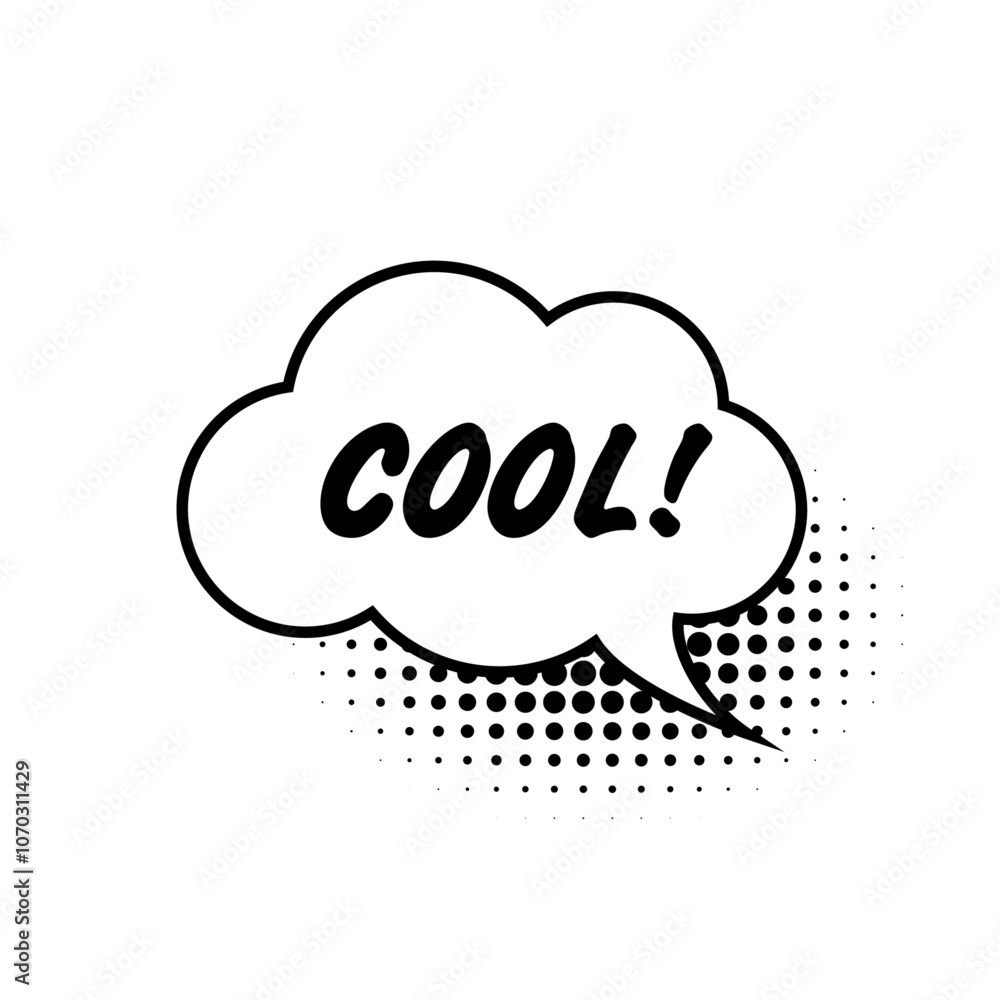 Comic speech bubble with text Cool isolated on white background. Vector flat illustration. Comic speech bubble with text Cool isolated on white background. Vector flat illustration.