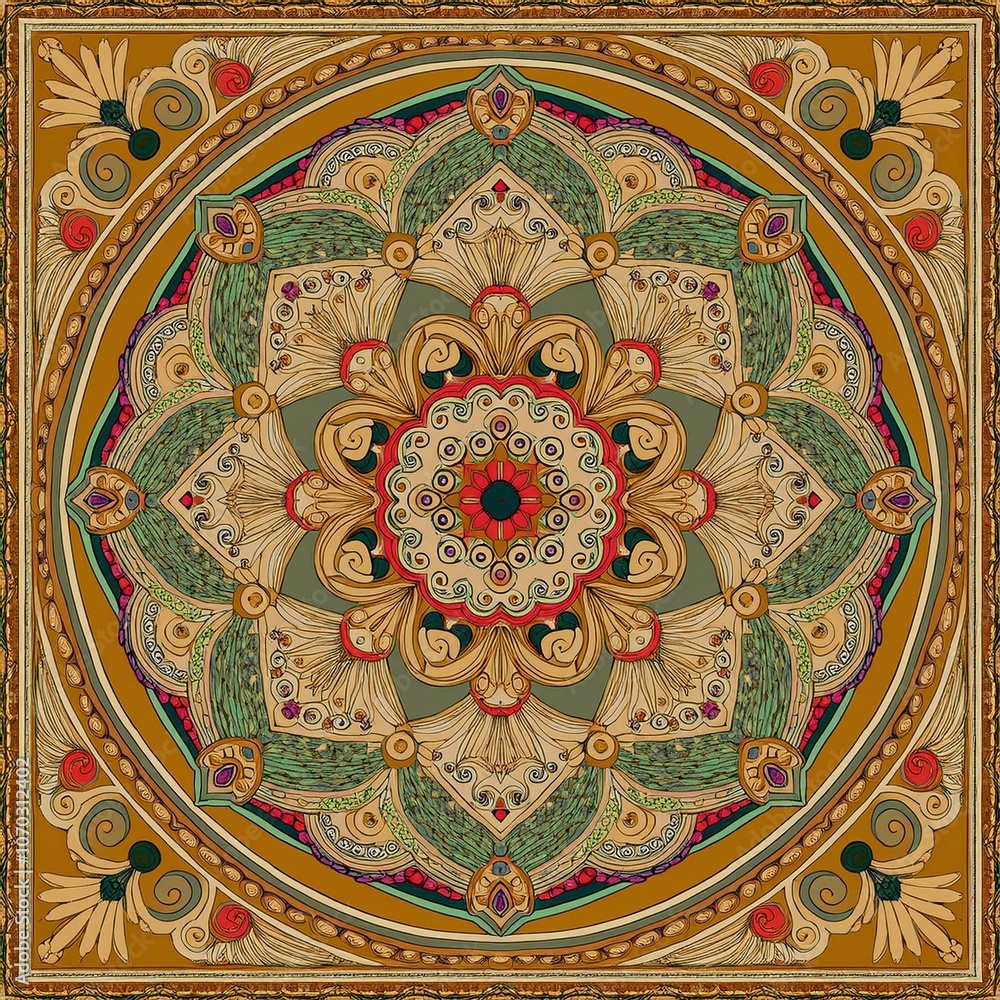 Naklejka premium Ornate Foliage Pattern