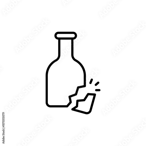 Broken bottle outline icons, minimalist vector illustration ,simple transparent graphic element .Isolated on white background