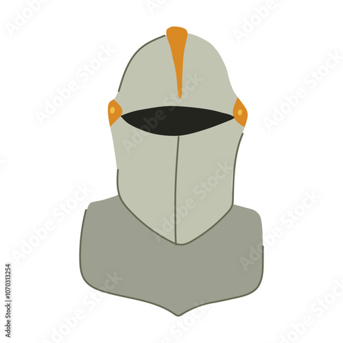crusader knight helmet cartoon. visor chainmail, jousting chivalry, crest plume crusader knight helmet sign. isolated symbol vector illustration