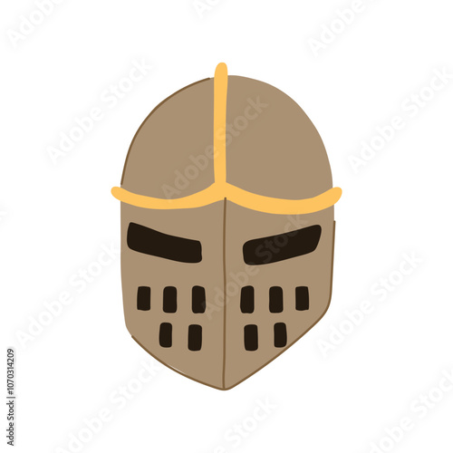 chainmail knight helmet cartoon. jousting chivalry, crest plume, gauntlet armorial chainmail knight helmet sign. isolated symbol vector illustration