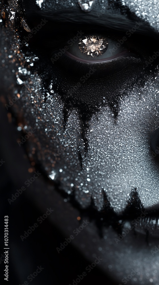 Obraz premium Dazzling Horror: Diamonds in the Dark,輝く恐怖：闇の中のダイヤモンド.Generative AI