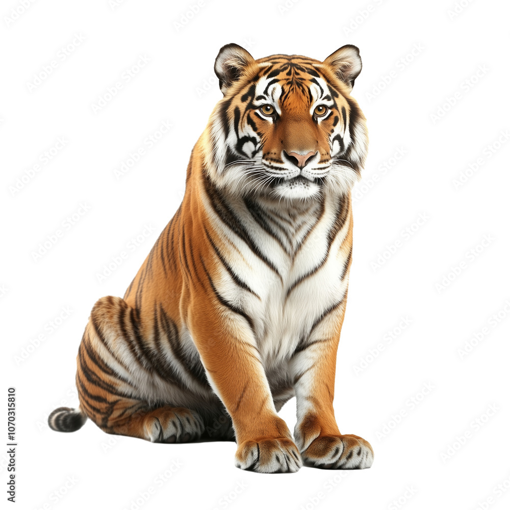 Obraz premium tiger sits isolated on transparent background