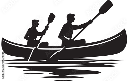 Canoe silhouette vector illustration isolated on a white background