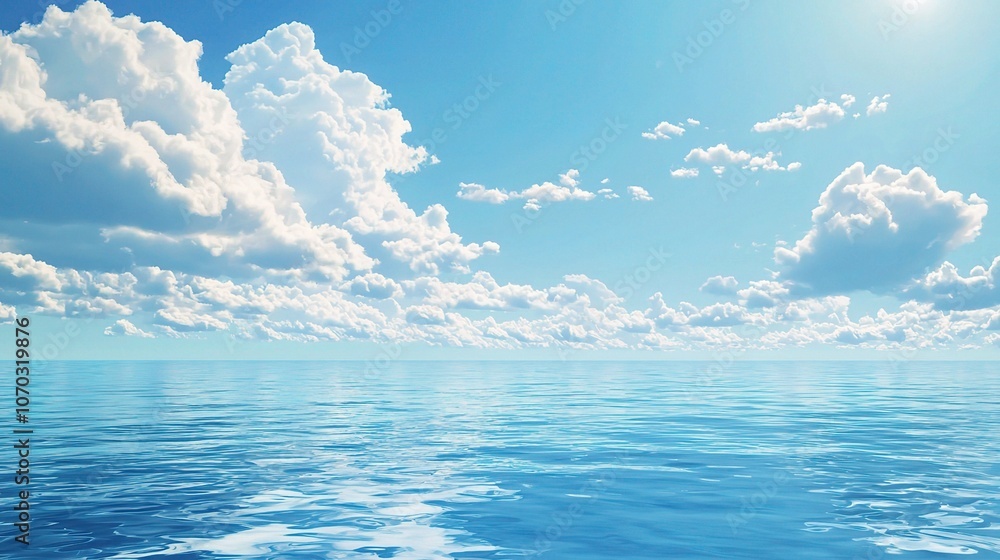Serene Sky and Ocean Seascape Under Bright Sunlight Serene Sky and Ocean Seascape Under Bright Sunlight