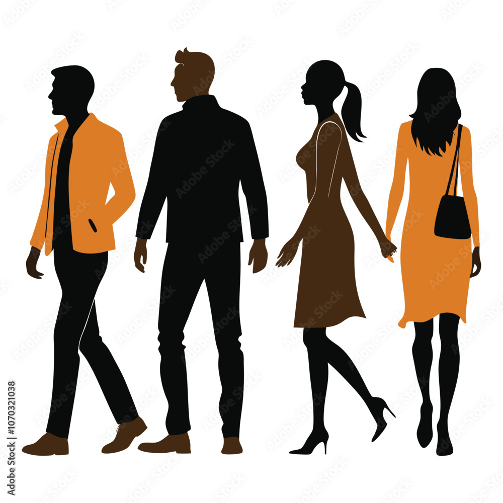 Fototapeta premium vector collection of man and woman walking silhouette
