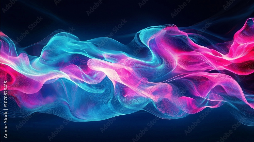 Vibrant neon waves in deep ocean blue and bright pink, dynamic movement, high contrast, futuristic style, perfect for modern digital art Vibrant neon waves in deep ocean blue and bright pink, dynamic movement, high contrast, futuristic style, perfect for modern digital art