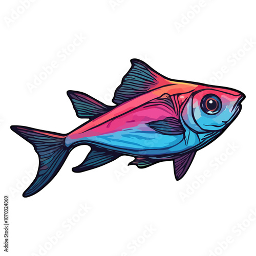 cute  neon tetra colorful vector illustration ai generated